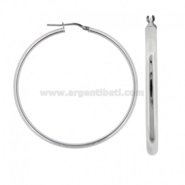 ORECCHINI A CERCHIO A CANNA MEZZA TONDA MM 4 IN ARGENTO TIT 925‰