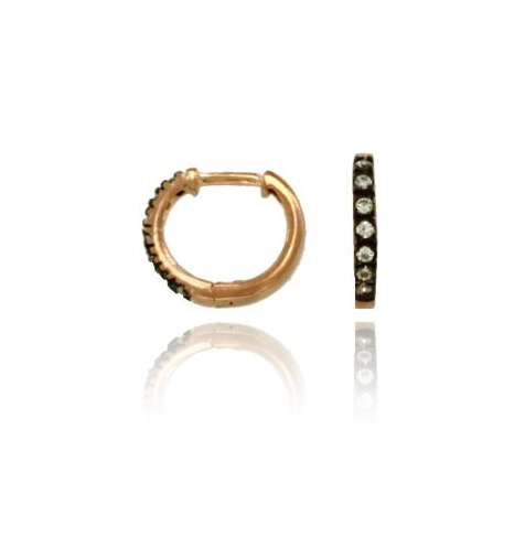 ORECCHINI A CERCHIO SCATTINO DIAMETRO MM 10 SPESSORE MM 2 IN ARGENTO ROSATO TIT 925 E ZIRCONI BIANCHI