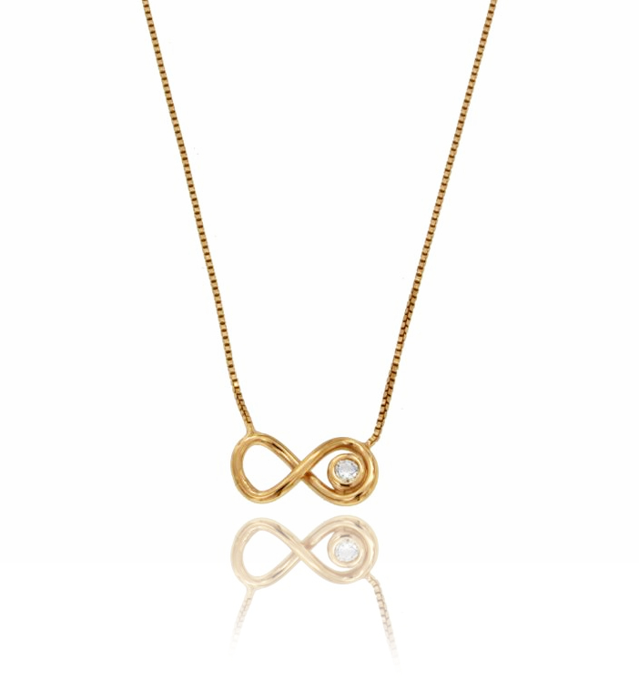 COLLANA VENEZIANA CON INFINITO IN ARGENTO ROSATO TIT 925 E ZIRCONE CM 45-50
