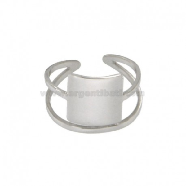 ANELLO FASCIA TRAFORATA CON QUADRATO PIENO IN ARGENTO RODIATO TIT 925‰ MISURA REGOLABILE