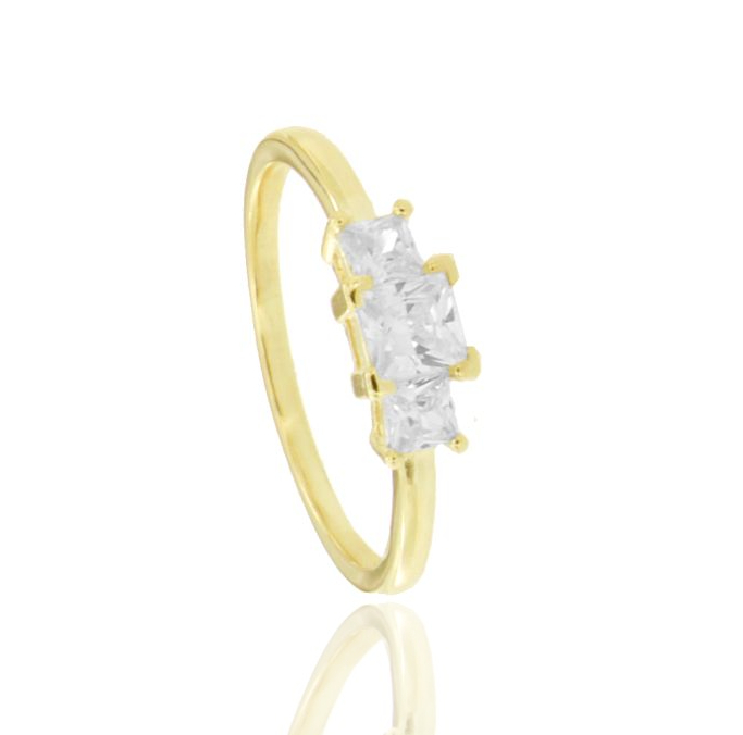 ANELLO TRILOGY IN ARGENTO TIT 925 E ZIRCONI QUADRATI MM 3-4-3