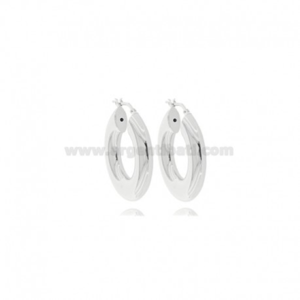 ORECCHINI A CERCHIO A CANNA SCHIACCIATA MM 4X8 IN ARGENTO TIT 925