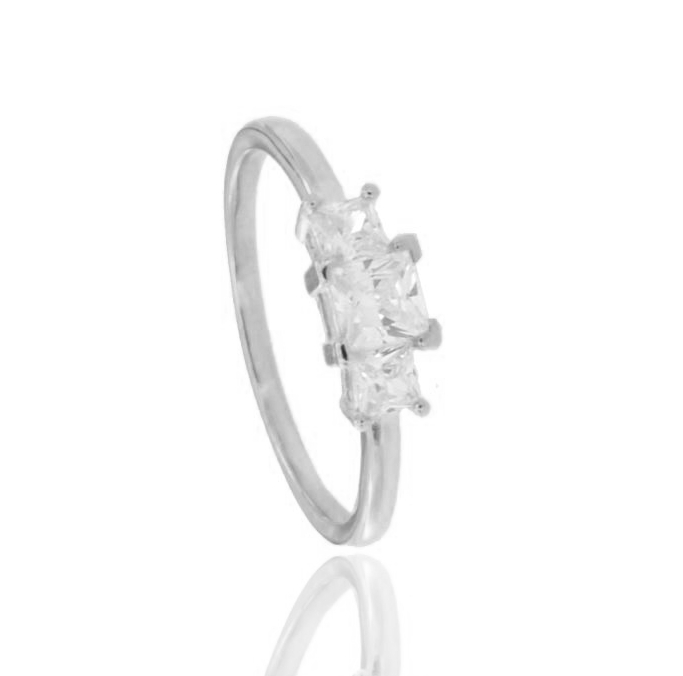 ANELLO TRILOGY IN ARGENTO TIT 925 E ZIRCONI QUADRATI MM 3-4-3