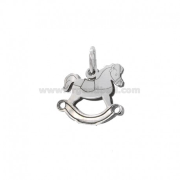 CIONDOLO CAVALLO A DONDOLO DOPPIO MM 15X217 IN ARGENTO RODIATO TIT 925‰