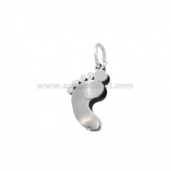 CIONDOLO PIEDINO DOPPIO MM 18X12 IN ARGENTO RODIATO TIT 925‰