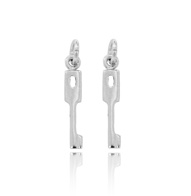 PZ 2 CIONDOLO CHIAVE MM 15X6 IN ARGENTO RODIATO TIT 925