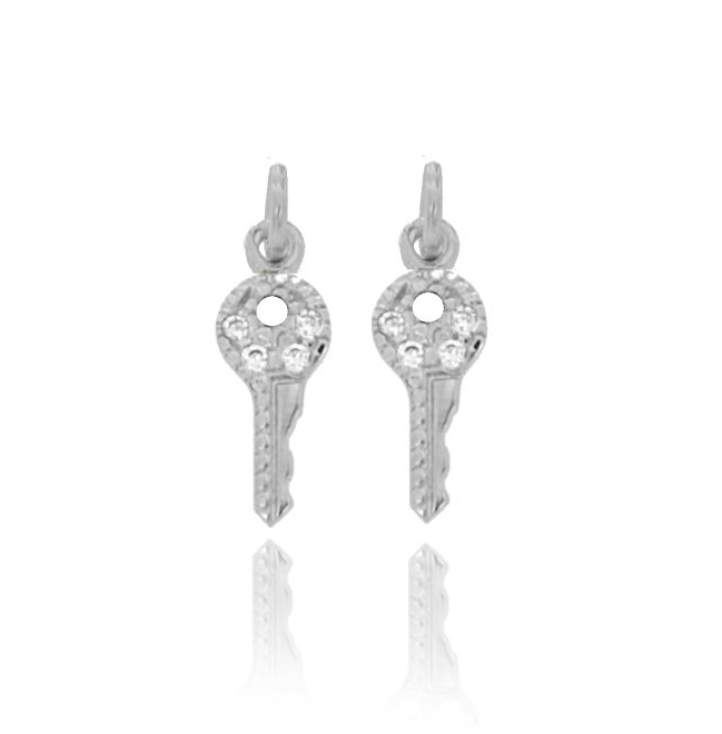 PZ 2 CIONDOLO CHIAVE MM 15X6 IN ARGENTO RODIATO TIT 925