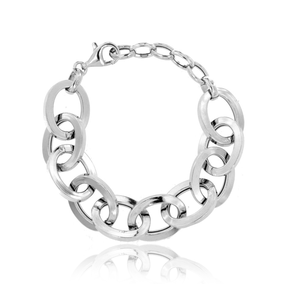 BRACCIALE FORZATINA A CANNA QUADRATA MM 22 IN ARGENTO RODIATO TIT 925 CM 19-21