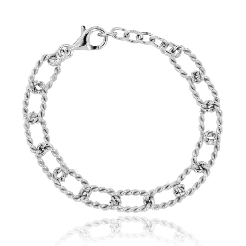 BRACCIALE FORZATINA A CANNA TORCHON MM 17 IN ARGENTO RODIATO TIT 925 CM 19-21