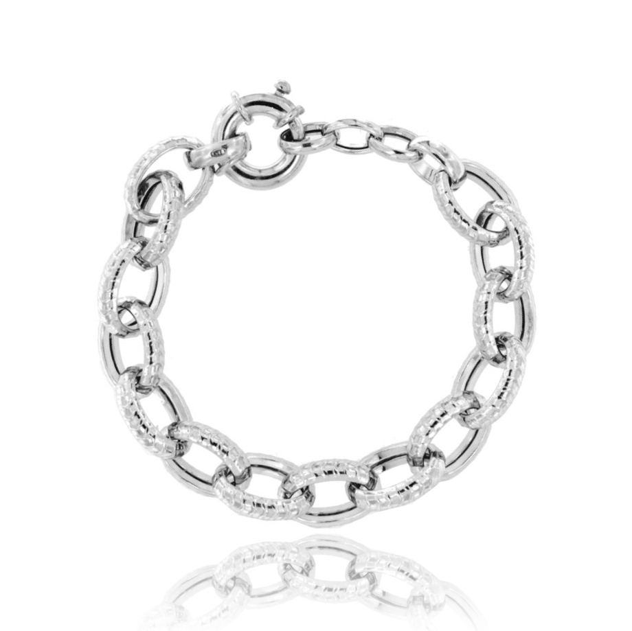 BRACCIALE FORZATINA A CANNA RIGATA MM 17 IN ARGENTO RODIATO TIT 925 CM 19-21