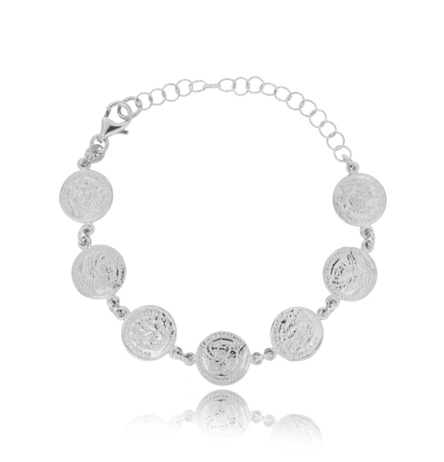 BRACCIALE CON MONETINE MM 12 IN ARGENTO RODIATO TIT 925 CM 17-20