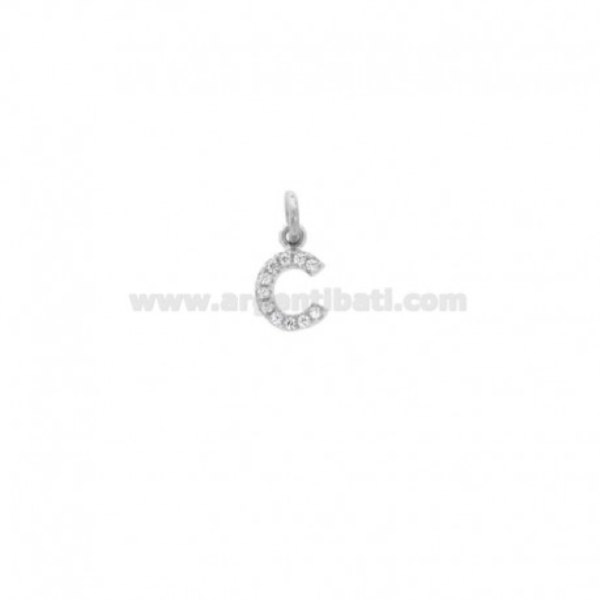 CIONDOLO LETTERA MM 8X5 CON ZIRCONI IN ARGENTO RODIATO TIT 925‰