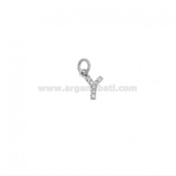 CIONDOLO LETTERA MM 8X5 CON ZIRCONI IN ARGENTO RODIATO TIT 925‰