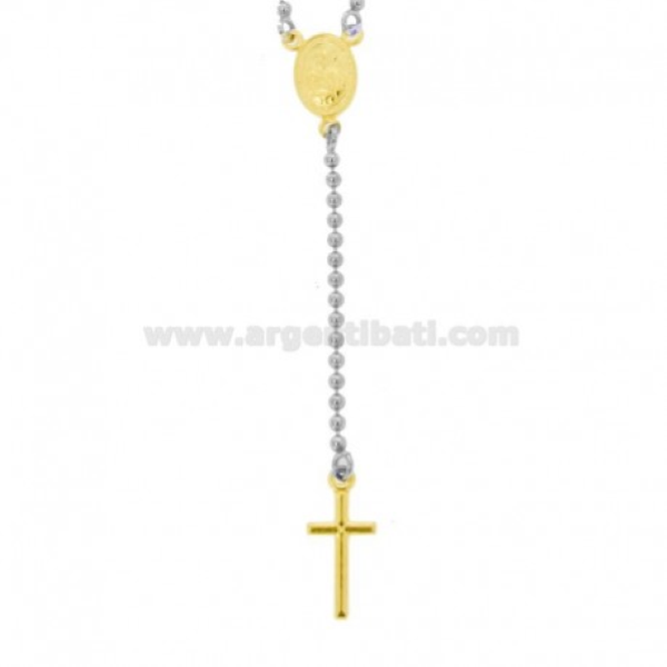 COLLANA TIPO ROSARIO CON SAINT ANTHONY MARY CLARET IN ARGENTO RODIATO E DORATO TIT 925 CM 50-55