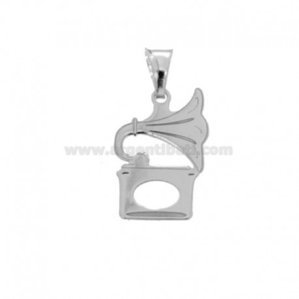 CIONDOLO GRAMMOFONO MM 20X14 IN ARGENTO RODIATO TIT 925‰