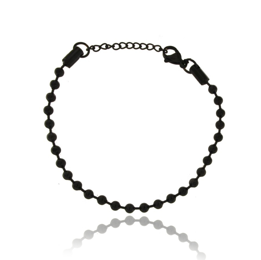 BRACCIALE IN ACCIAIO PLACCATO RUTENIO A SFERE CM 21