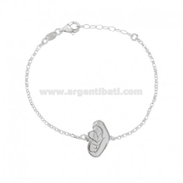 BRACCIALE ROLO' CON MAMMA E BIMBO CENTRALE IN ARGENTO RODIATO TIT 925 CM 18-20
