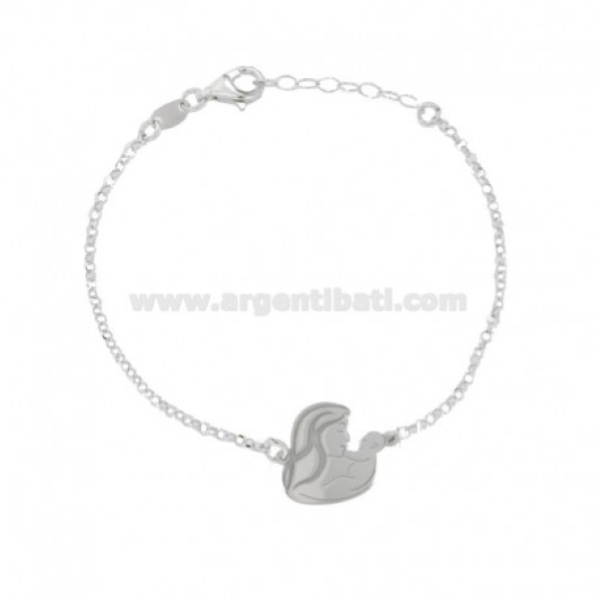 BRACCIALE ROLO' CON MAMMA E BIMBO CENTRALE IN ARGENTO RODIATO TIT 925 CM 18-20
