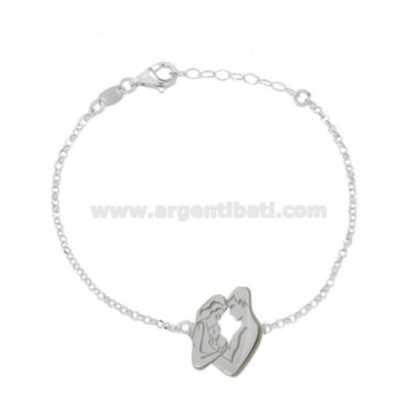 BRACCIALE ROLO' CON MAMMA, PAPA' E BIMBO CENTRALE IN ARGENTO RODIATO TIT 925 CM 18-20