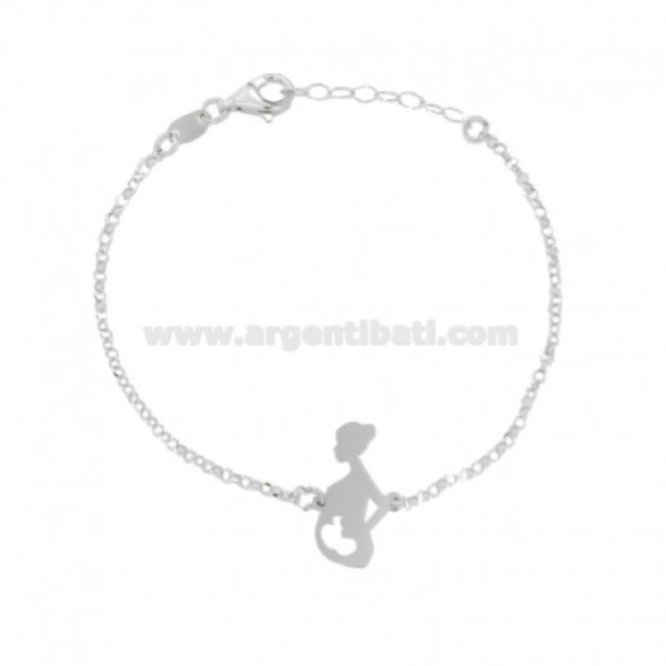 BRACCIALE ROLO' CON DONNA INCINTA CENTRALE IN ARGENTO RODIATO TIT 925 CM 18-20