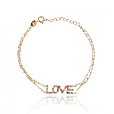 BRACCIALE LOVE IN ARGENTO TIT 925 E ZIRCONI RAINBOW CM 18