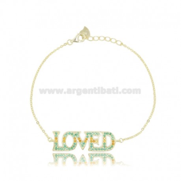 BRACCIALE FORZATINA LOVED IN ARGENTO DORATO TIT 925 E ZIRCONI COLORATI CM 17-19