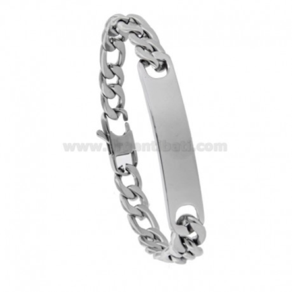 BRACCIALE 3+1 CON TARGA MM 9 IN ACCIAIO CM 20