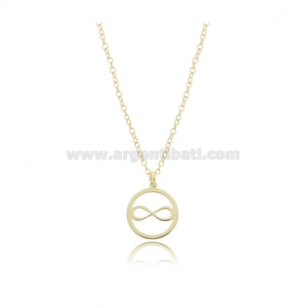 COLLANA ROLO CON INFINITO NEL CERCHIO PENDENTE IN ARGENTO DORATO TIT 925‰ CM 45
