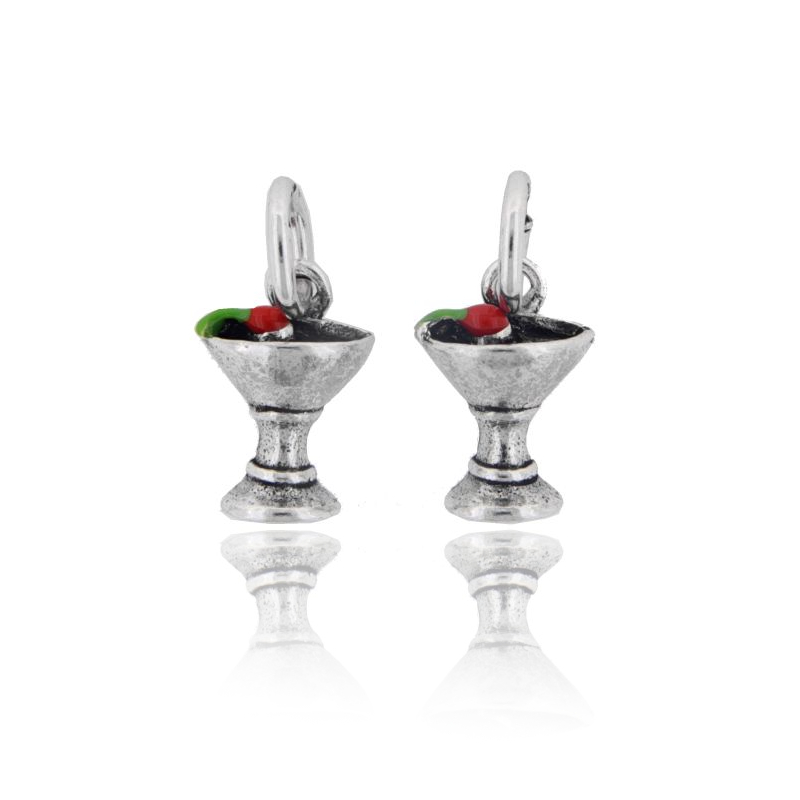 CIONDOLO PZ 2 COCKTAIL MM 14X10 IN ARGENTO BRUNITO TIT 800 E SMALTO