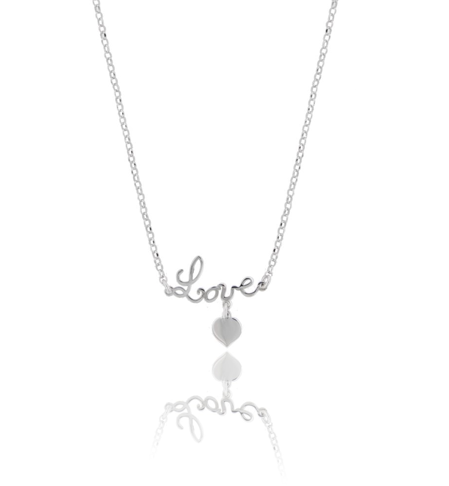 COLLANA ROLO' LOVE IN ARGENTO RODIATO TIT 925‰ CM 40-42