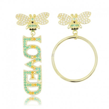 ORECCHINI APE LOVED IN ARGENTO DORATO TIT 925 E ZIRCONI COLORATI