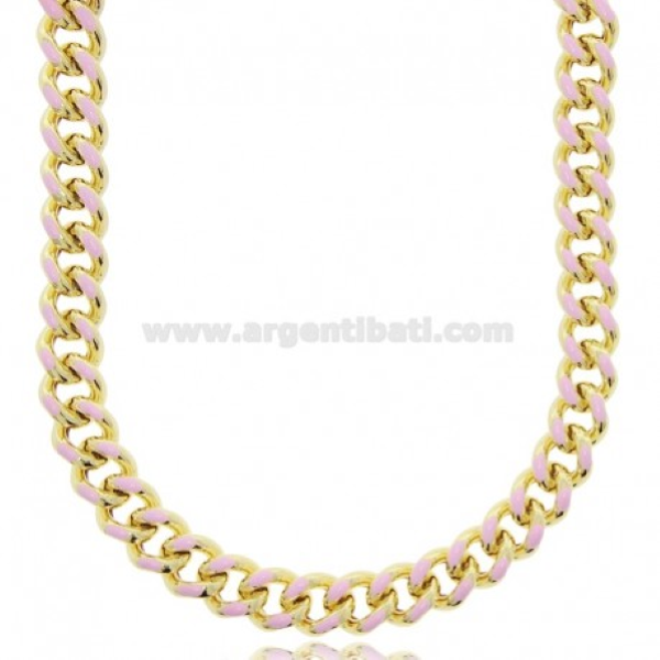 STRINGICOLLO CHOKER E COLLANA CUBAN CHAIN MM 8,2 IN ARGENTO TIT 925‰ E SMALTO CM 35-40