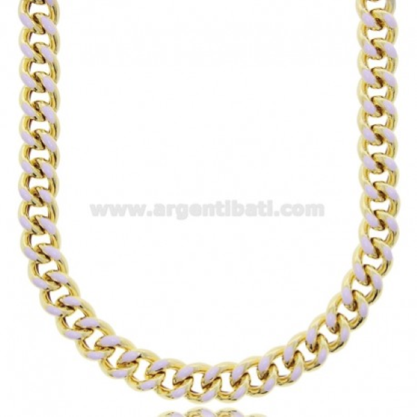 STRINGICOLLO CHOKER E COLLANA CUBAN CHAIN MM 8,2 IN ARGENTO TIT 925‰ E SMALTO CM 35-40