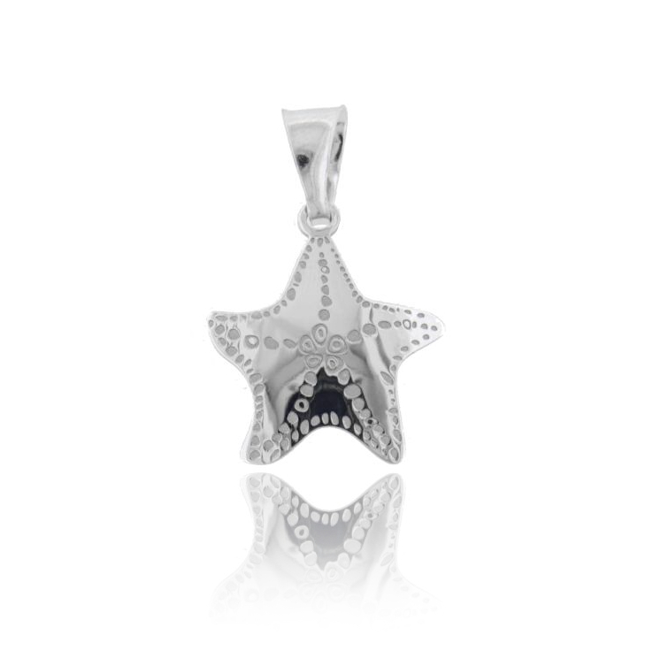 CIONDOLO STELLA MARINA MM 18X16 IN ARGENTO RODIATO TIT 925‰ E MADREPERLA