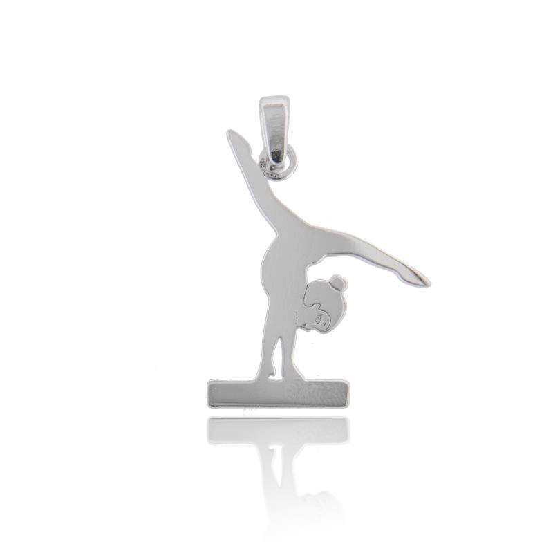 CIONDOLO BALLERINA GINNASTICA ARTISTICA MM 25X19 IN ARGENTO RODIATO TIT 925