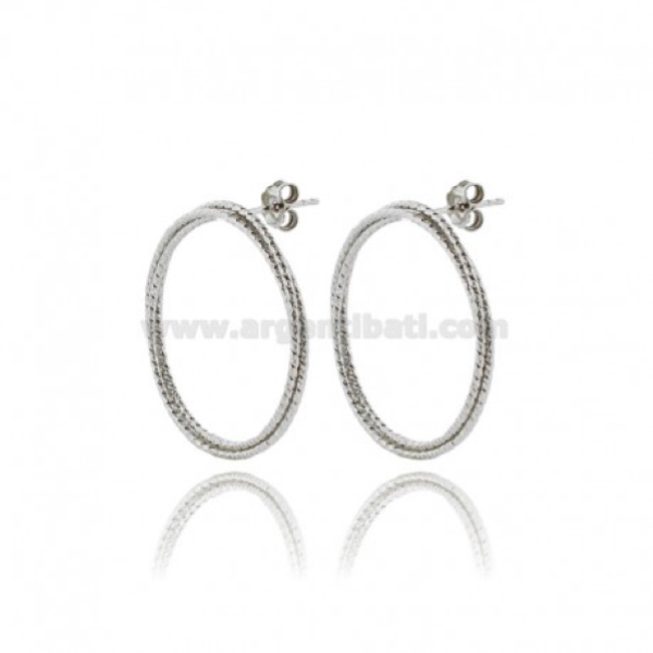 ORECCHINI CONTORNO CERCHIO 30 A 3 FILI INTRECCIATI IN ARGENTO DIAMANTATO TIT 925