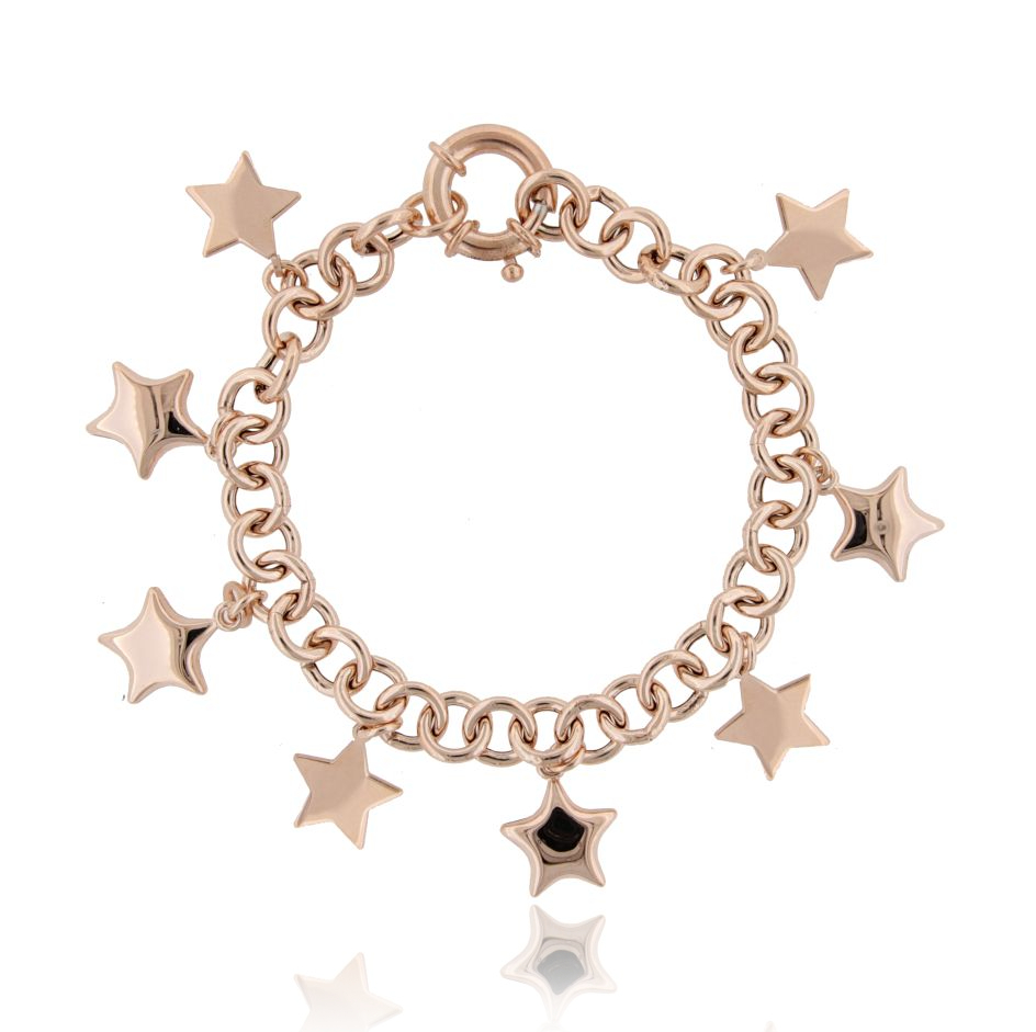BRACCIALE FORZATINA CON STELLE IN ARGENTO ROSATO TIT 925‰ CM 18-20