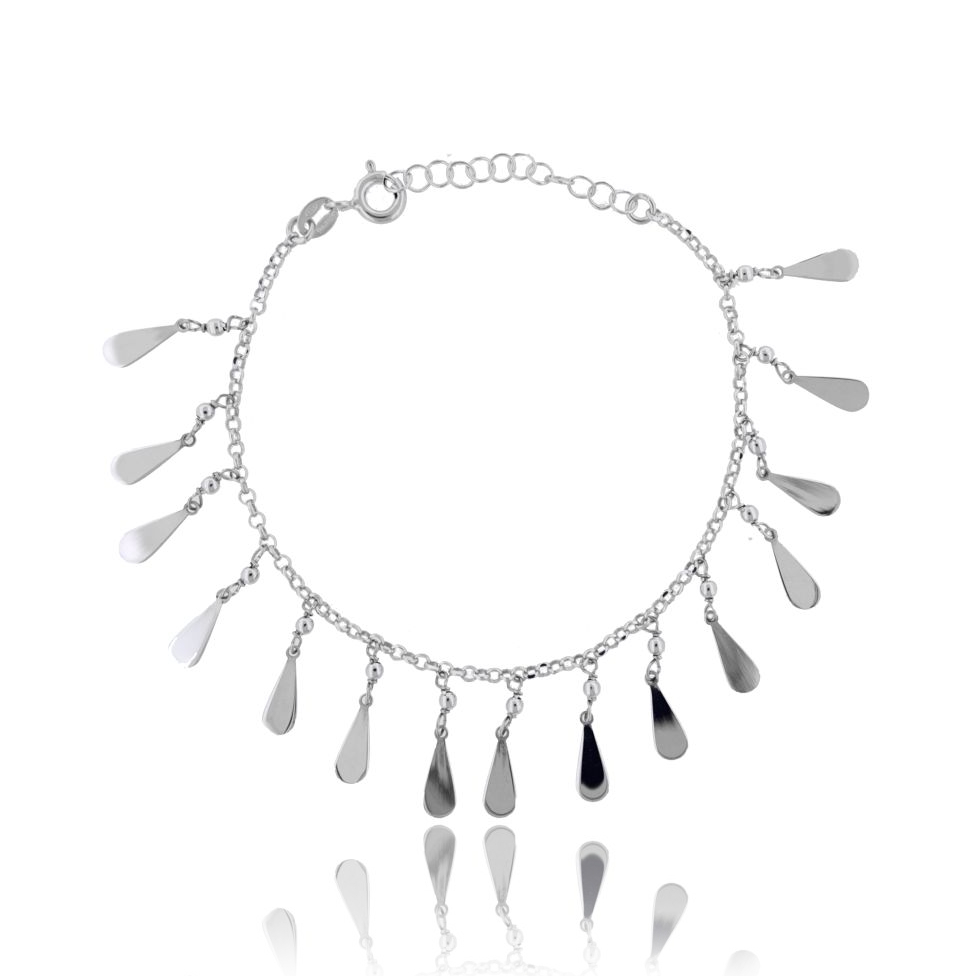 BRACCIALE ROLO' CON GOCCE PENDENTI IN ARGENTO RODIATO TIT 925‰ CM 18-20