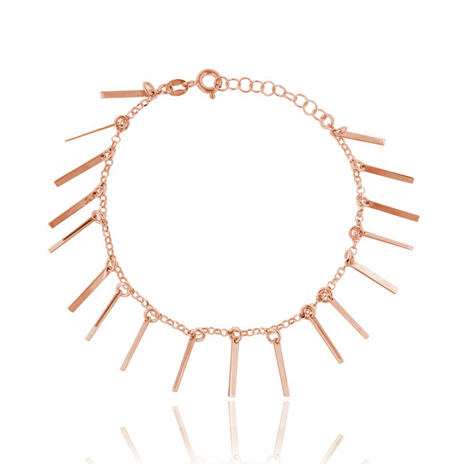 BRACCIALE ROLO' CON FIAMMIFERI PENDENTI IN ARGENTO ROSATO TIT 925‰ CM 18-20