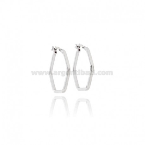 ORECCHINI A CERCHIO ESAGONALI A CANNA QUADRATA MM 1,8 IN ARGENTO TIT 925