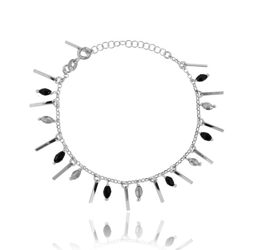 BRACCIALE CON FIAMMIFERI E PIETRE PENDENTI IN ARGENTO TIT 925 CM 17-19