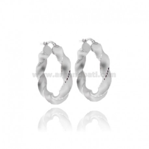 ORECCHINI A CERCHIO A CANNA TORCHON MM 6 SATINATA E DIAMANTATA IN ARGENTO TIT 925