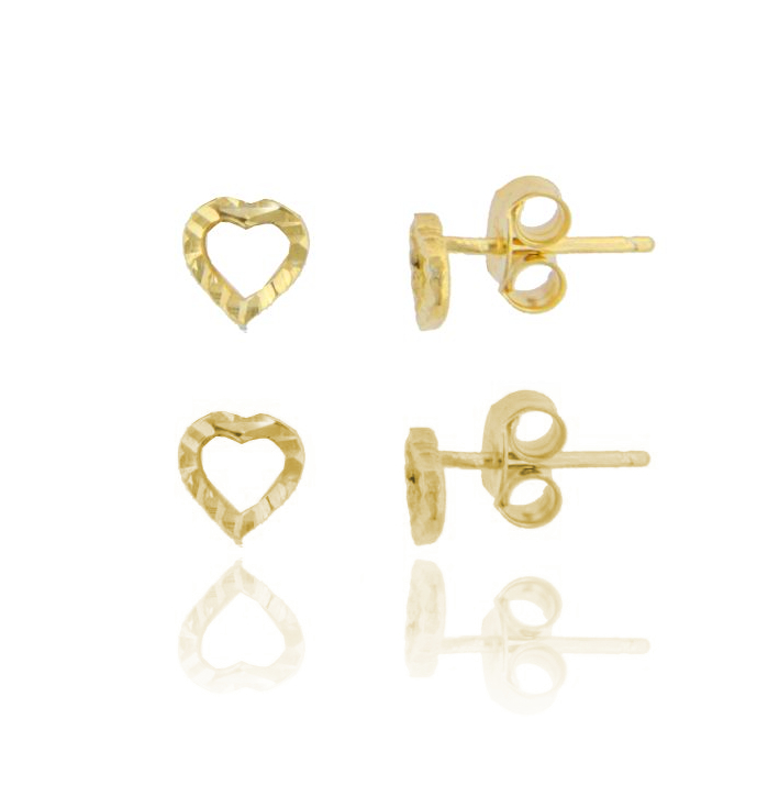 ORECCHINI A LOBO CONTORNO CUORE MM 6X6 PZ 2 IN ARGENTO DORATO TIT 925