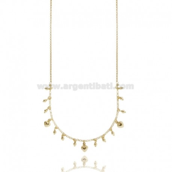 COLLANA CON CUORI IN ARGENTO DORATO TIT 925‰ CM 40