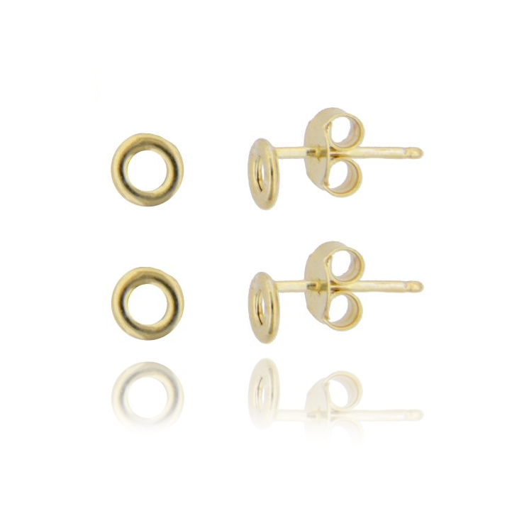 ORECCHINI A LOBO TONDI MM 6 PZ 2 IN ARGENTO DORATO TIT 925