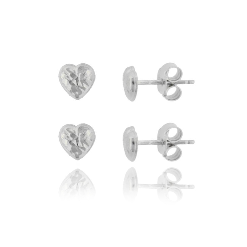 ORECCHINI A LOBO CUORE MM 6X6 PZ 2 IN ARGENTO RODIATO TIT 925