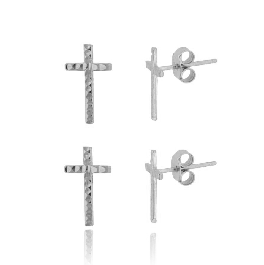 ORECCHINI A LOBO CROCE MM 14X8 PZ 2 IN ARGENTO RODIATO TIT 925