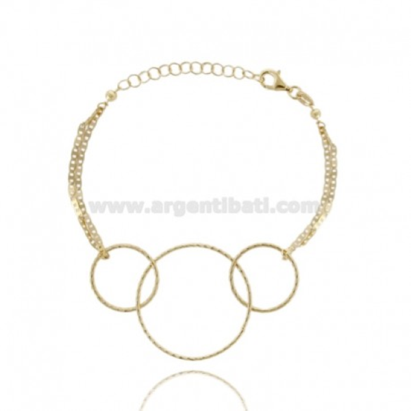 BRACCIALE CON CERCHI IN ARGENTO DORATO TIT 925‰ CM 17-19