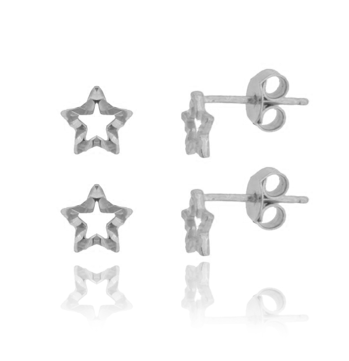 ORECCHINI A LOBO CONTORNO STELLA MM 8X8 PZ 2 IN ARGENTO RODIATO TIT 925