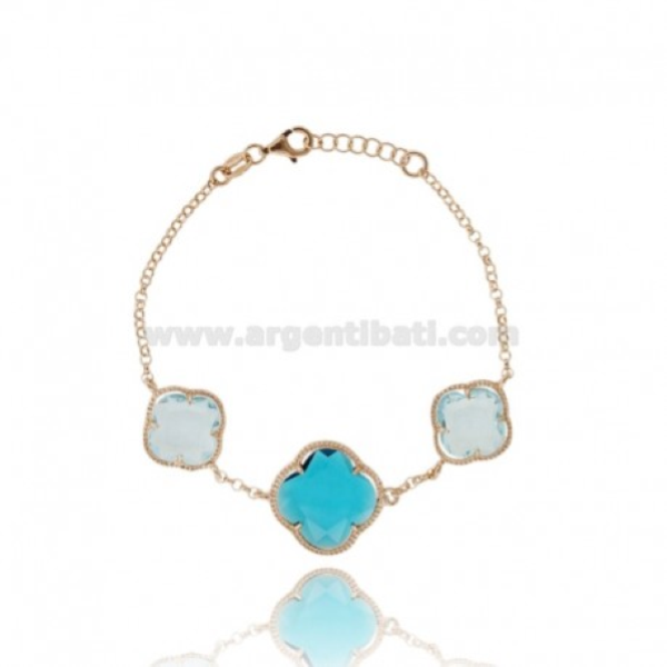 BRACCIALE ROLO' 3 FIORI CM 18 IN ARGENTO 925‰ E PIETRE IDROTERMALI 